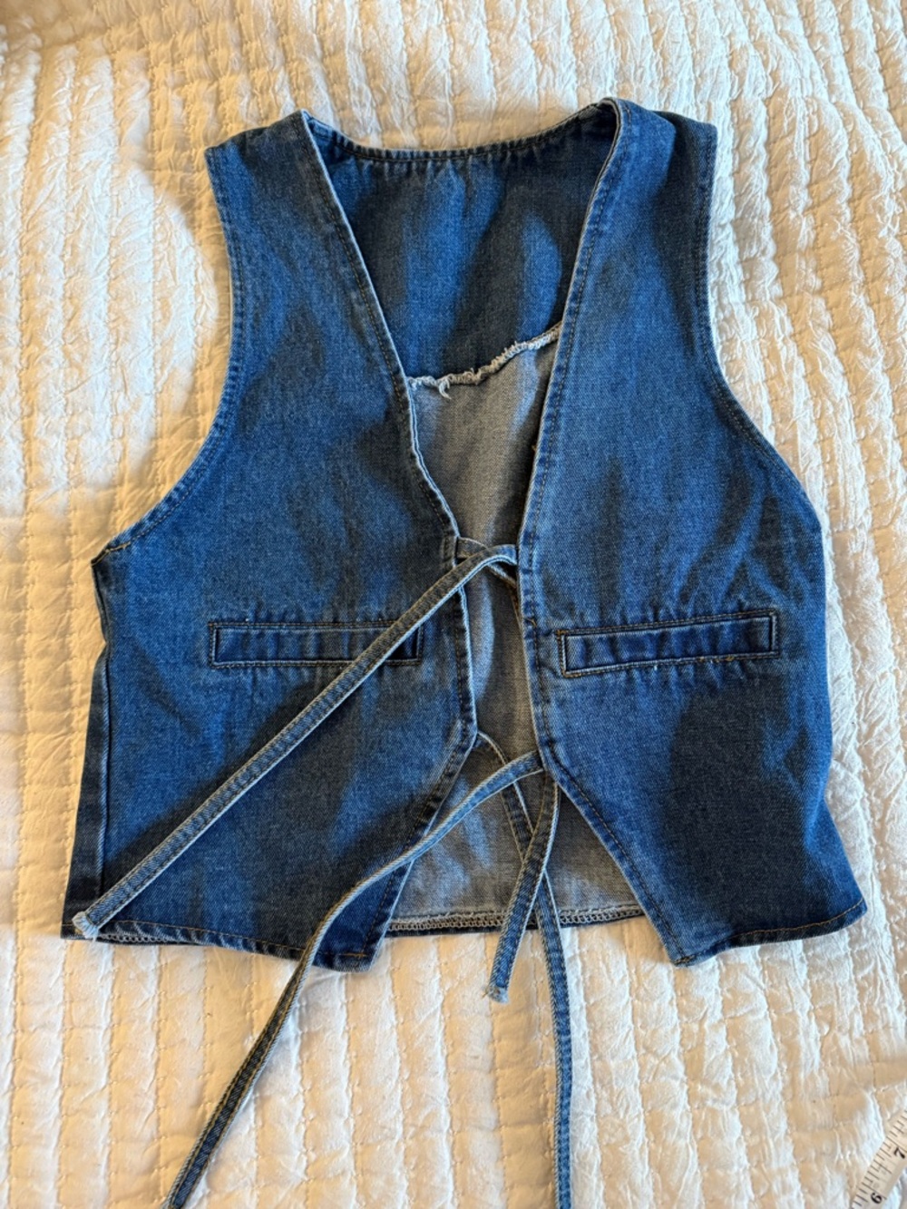 New without tags Dark Blue Denim Tie-Front Vest